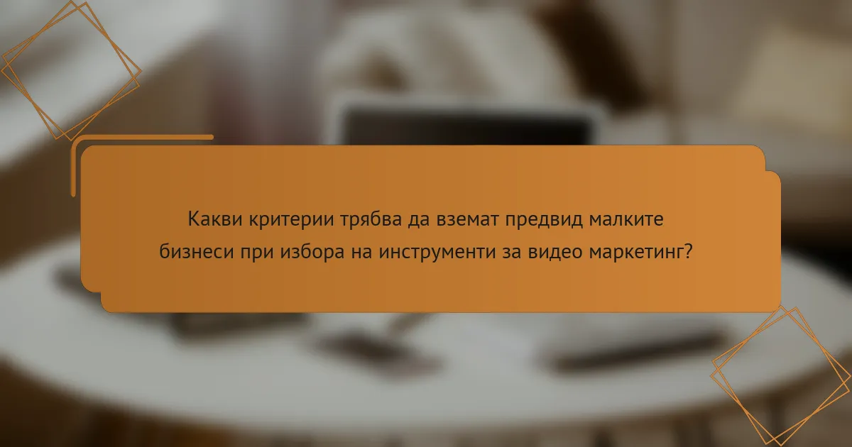 Какви критерии трябва да вземат предвид малките бизнеси при избора на инструменти за видео маркетинг?